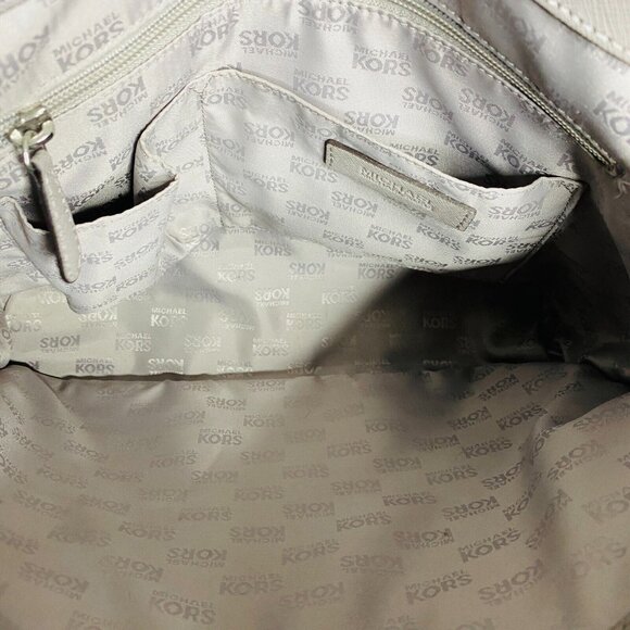 Michael Kors Jet Set Gray Saffiano Leather Tote Double Handle Traveler Bag - Picture 12 of 14